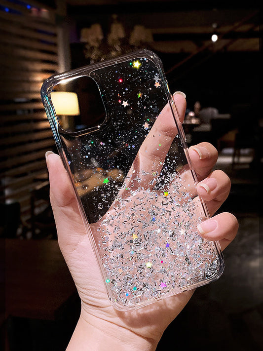 Funda Celular Efecto Cielo Estrellado con Acabado Plateado