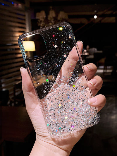 Funda Celular Efecto Cielo Estrellado con Acabado Plateado