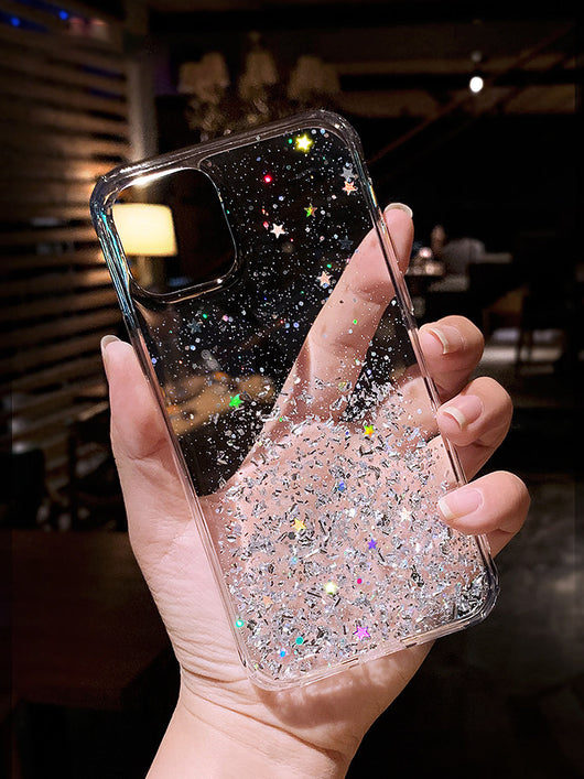 Funda Celular Efecto Cielo Estrellado con Acabado Plateado