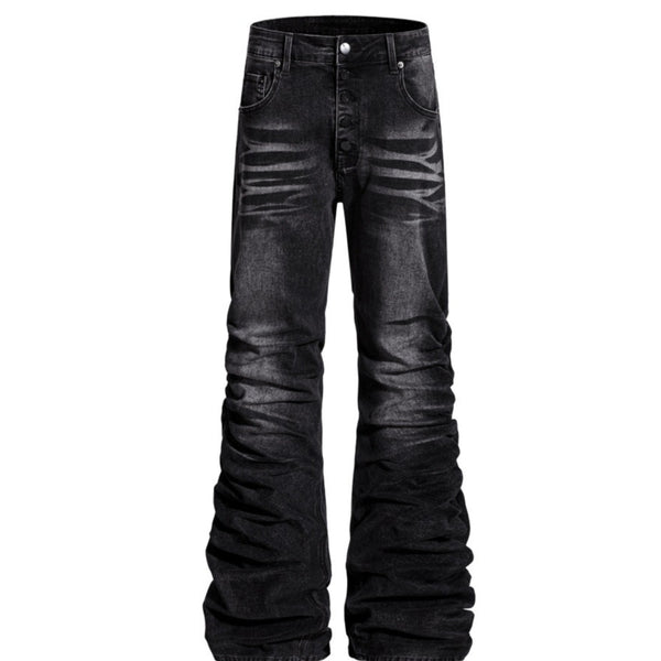 Jeans de Diseñador para Hombre con Pliegues Texturizados y Corte Premium