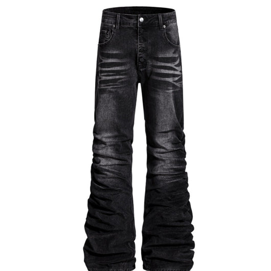 Jeans de Diseñador para Hombre con Pliegues Texturizados y Corte Premium