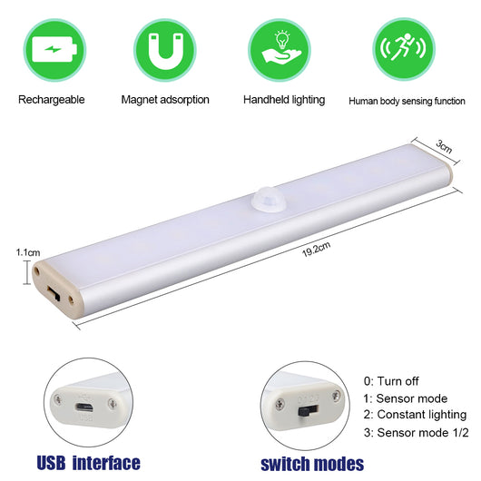 Luz LED con Sensor de Movimiento y Carga USB - Image 4