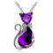 Creative Lady Cute Bow Kitty Crystal Necklace Morado Plateado