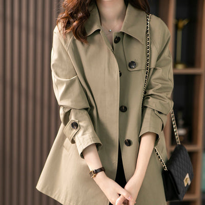 Gabardina Corta Estilo Británico Texturizada para Primavera y Otoño - Image 5