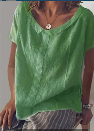 Playera Cuello Redondo Manga Corta en Algodón y Lino - Image 10