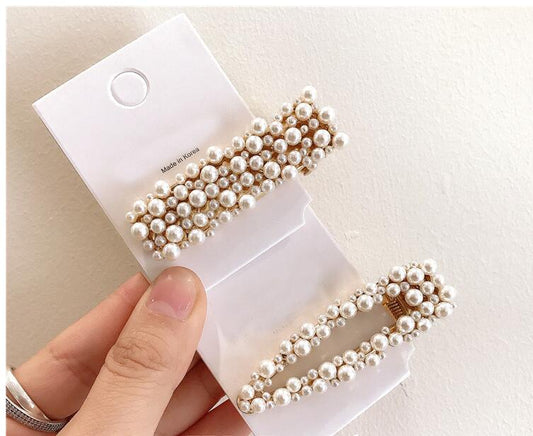 Juego de Clips para Cabello con Perlas y Estrellas Geométricas