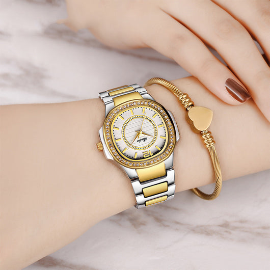 Reloj de Moda Casual para Mujer con Detalles de Diamantes
