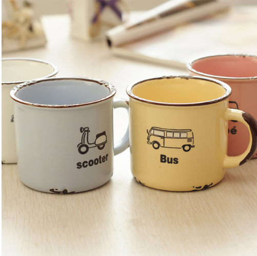Taza de Viaje Esmaltada con Diseño de Auto - Taza de Café Térmica para Aventuras - Image 3