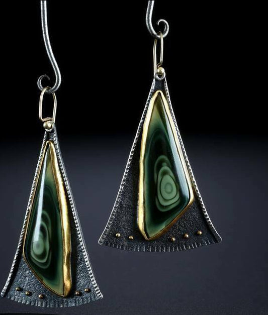 Aretes de Cristal Triangular Abanico Multicolor