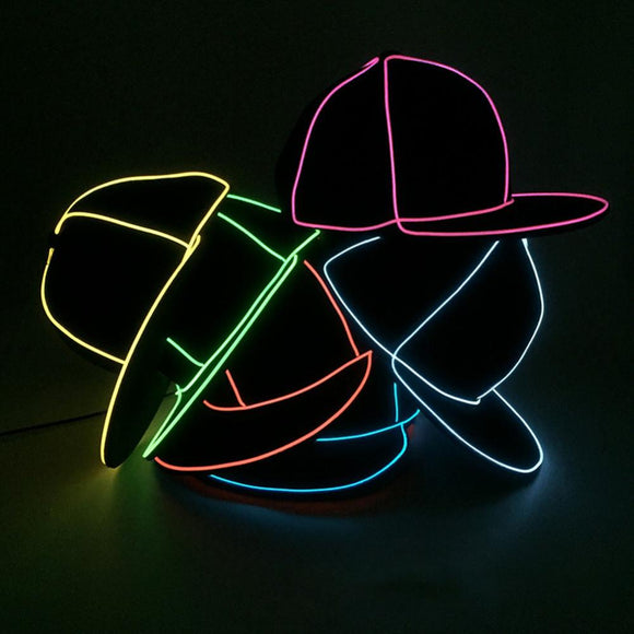 Gorra de Béisbol LED Fluorescente Hip Hop con Borde Plano