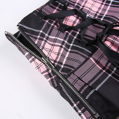 Falda Plaid con Cordones Sexy Estilo Europeo y Americano - Image 14