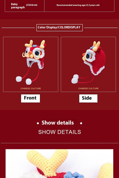 Gorro Tejido Año del Dragón Rojo - Diseño Cabeza de Tigre para Bebé - Image 21