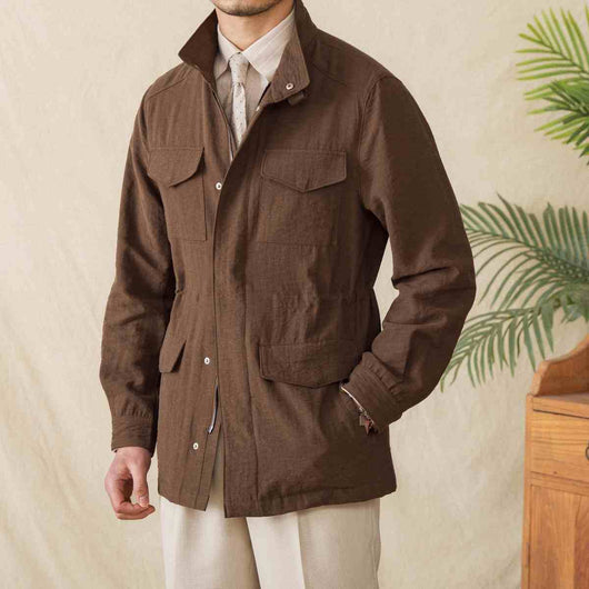 Chaqueta Safari de Lino Gentry con Cuello Tipo Mao - Image 2