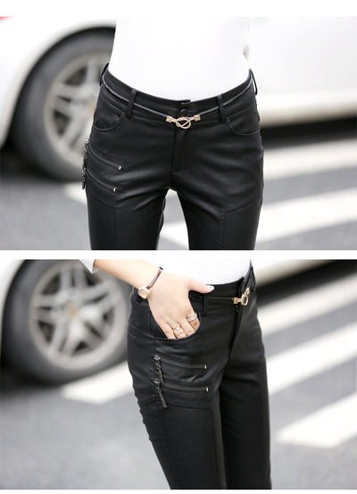 Pantalones de Cuero Slim Versátiles y Elegantes para Mujer - Image 5