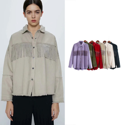 Chaqueta con Diseño de Borlas para Mujer