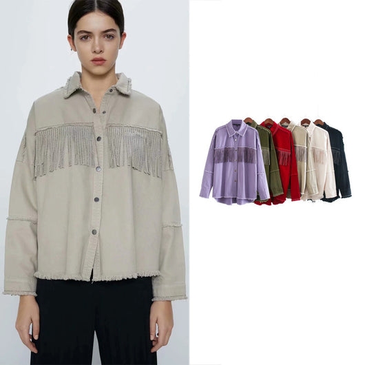 Chaqueta con Diseño de Borlas para Mujer