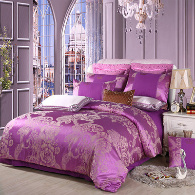 Juego de Cama Satinado Jacquard de Cuatro Piezas - Image 11