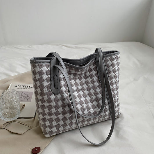 Bolso de Cuadros con Asa Simple y Gran Capacidad para Mujer - Image 4