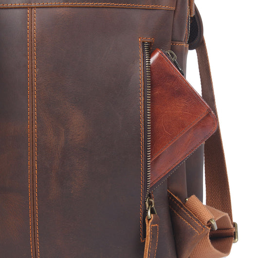 Mochila Retro de Cuero para Hombre - Bolsa Escolar de Gran Capacidad - Image 10