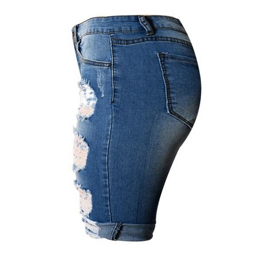 Pantalones Slim Talle Alto con Roturas - Moda Urbana Stretch Talla Grande - Image 4