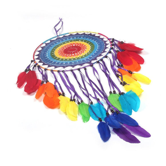 Pompones de Plumas Arcoíris 35cm | Decoración Bohemia Hecha a Mano para Habitaciones Infantiles