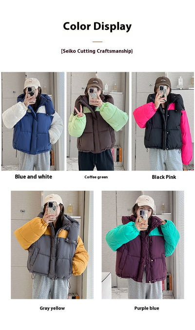 Chaqueta Corta de Algodón con Parches Contrastantes Gruesos para Mujer - Image 42