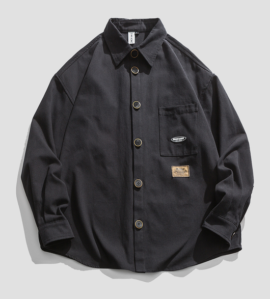 Camisa de Trabajo Retro Oversize - Manga Larga Versátil - Image 6