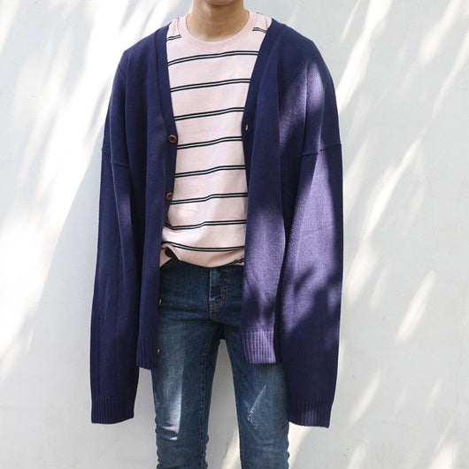 Chaqueta Suéter Hombre Cuello V Tejida Suelta y Cómoda - Image 11