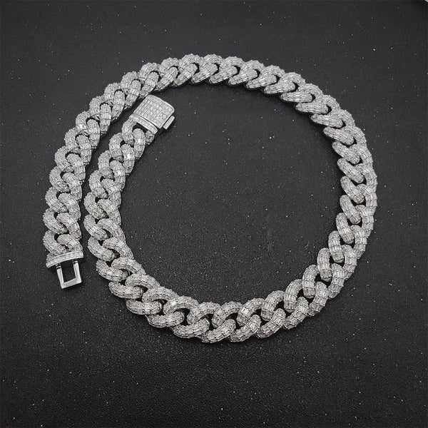 Cadena Cubana Tres Filas 15mm Chapada en Oro Real Hip Hop - Image 3