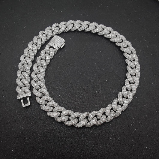 Cadena Cubana Tres Filas 15mm Chapada en Oro Real Hip Hop - Image 3