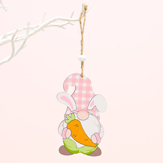 Gnomo Decorativo de Pascua con Conejo de Madera Artesanal - Image 20