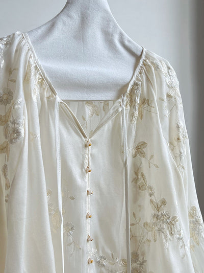 Vestido Camisero Bordado Estilo Chino Midi - Image 25