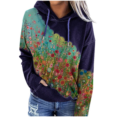 Sudadera con capucha estampado floral de manga larga - Image 7
