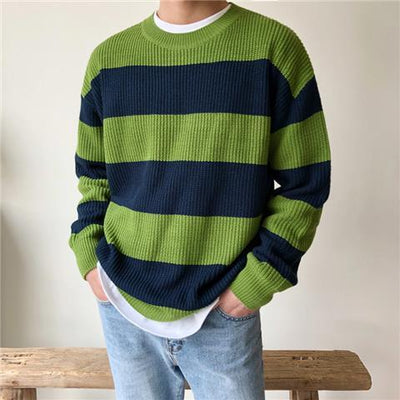 Suéter a Rayas Holgado para Hombre - Estilo Relajado y Moderno - Image 3