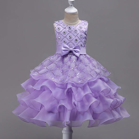 Vestido Infantil de Encaje con Moños y Volantes - Image 11