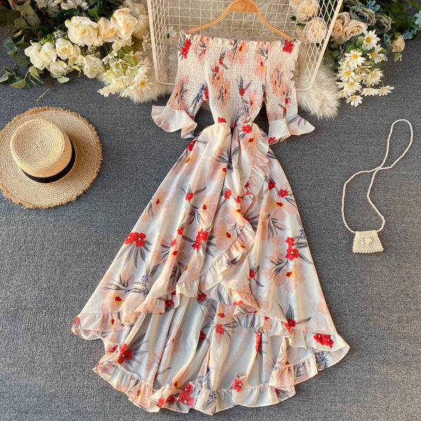 Vestido de Resort con Hombros Descubiertos y Volantes Irregulares - Image 3