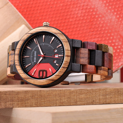 Reloj de Madera con Calendario Cuarzo Resistente al Agua para Hombre - Image 5