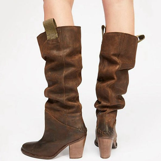 Botas Retro con Tacón Ancho