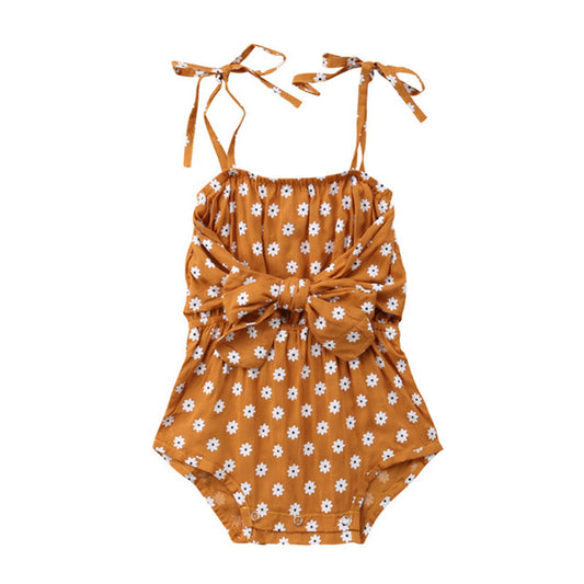Enterizo Floral para Bebé Niña con Lazo y Lunares - Traje de Baño Verano