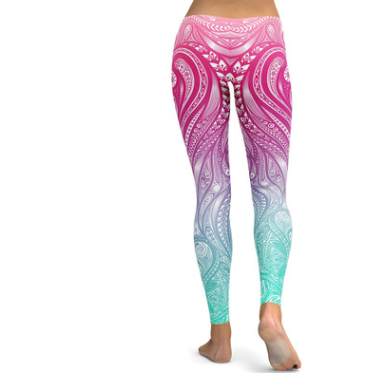 Leggings Deportivos Mandala Rosa y Turquesa - Yoga y Entrenamiento - Image 2