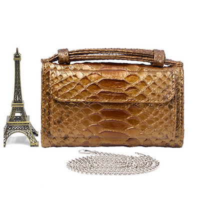 Cartera Clutch con Patrón Serpiente y Cadena Desmontable - Image 26