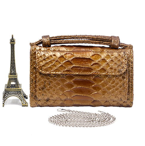Cartera Clutch con Patrón Serpiente y Cadena Desmontable - Image 26