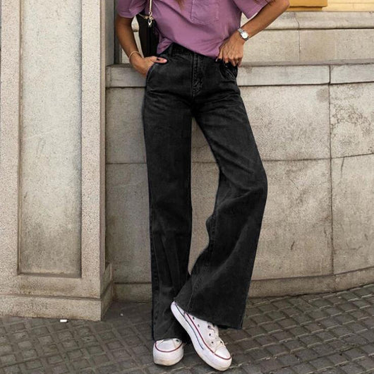 Jeans Anchos Acampanados de Tres Colores - Estilo Suelto y Moderno