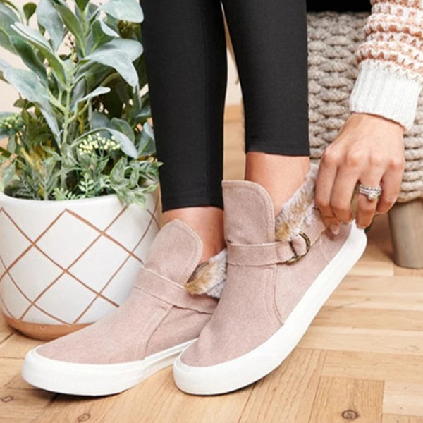 Botas de Plataforma para Mujer con Hebilla de Terciopelo