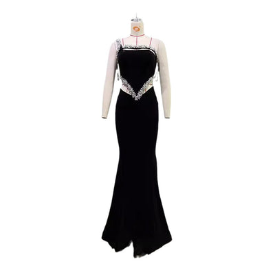 Vestido Asimétrico con Hombro Único y Detalles de Diamantes - Image 5