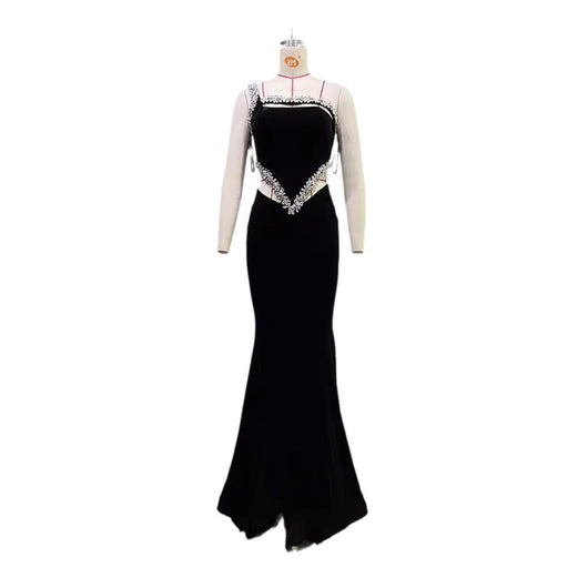 Vestido Asimétrico con Hombro Único y Detalles de Diamantes - Image 5