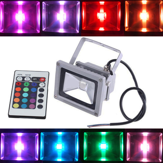 Foco LED RGB 10W-50W con Control Remoto para Iluminación Exterior