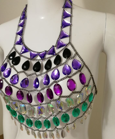 Top Crop Backless Lujo con Strass y Detalles Calados para Playa y Fiesta