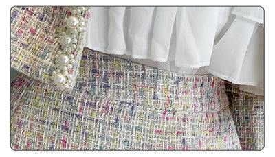 Conjunto Elegante de Chaqueta Tweed y Blusa Plisada para Mujer - Image 27