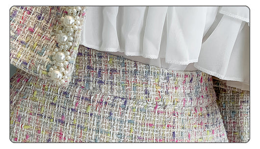Conjunto Elegante de Chaqueta Tweed y Blusa Plisada para Mujer - Image 27